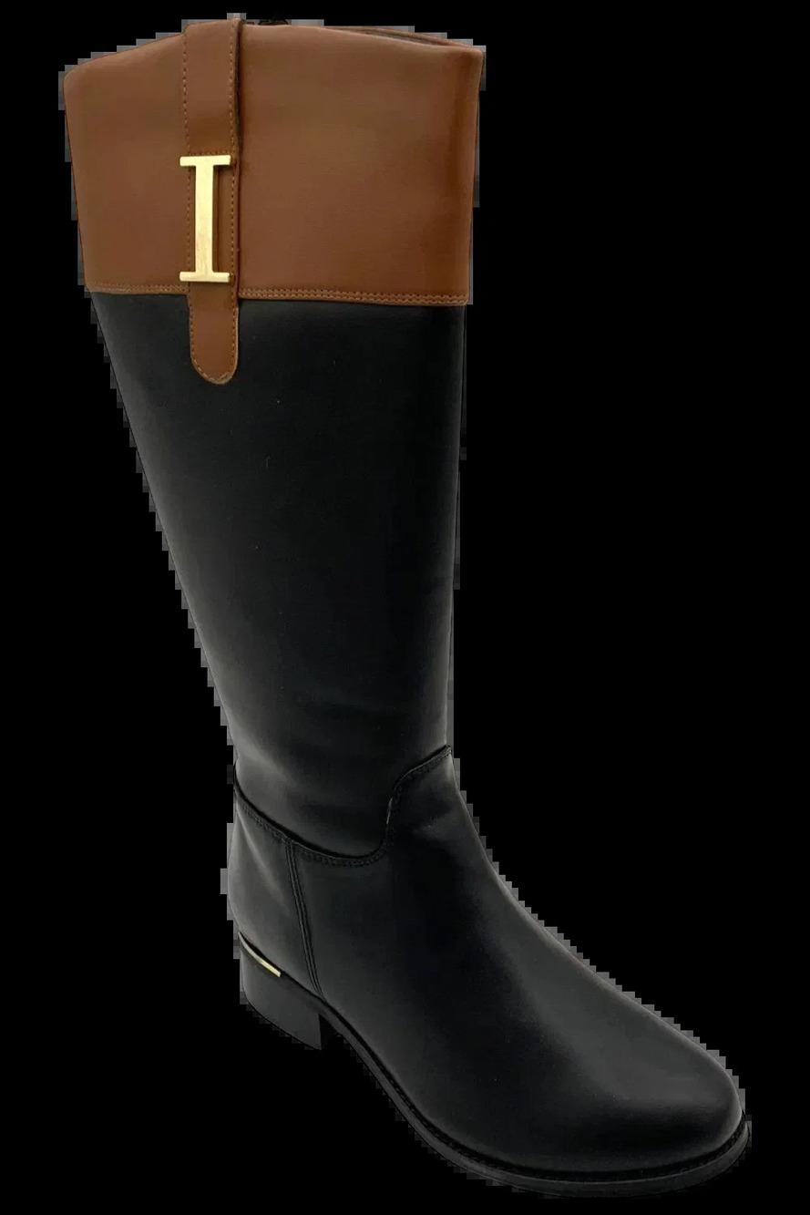 Isaac Mizrahi Live! Women's Medium Calf Riding Boots Black/Brown - Medium